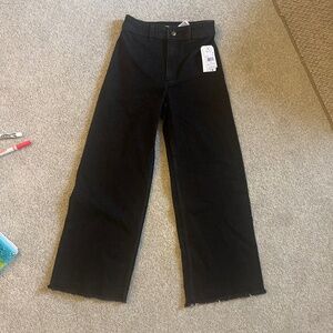 Frayed wide leg free fall cropped black jean pant 26 billabong